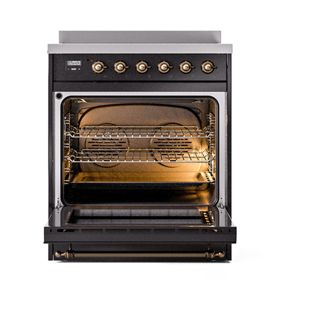 Nostalgie II 30 UPI304QNMPBKB Freestanding Electric Range Range with Induction Single Oven with Solid Door with Bronze knobs UPI304QNMPBKB