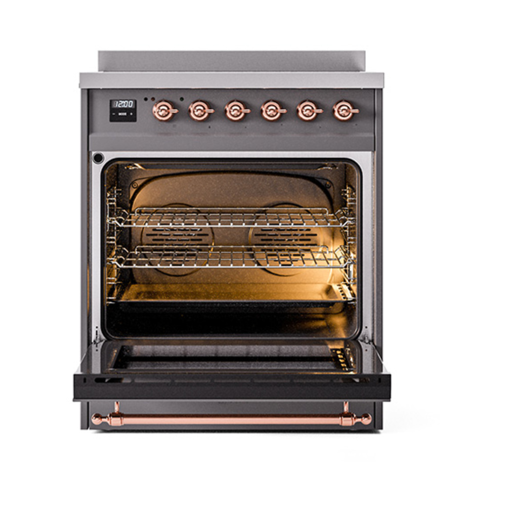 Nostalgie II 30 UPI304QNMPMGP Freestanding Electric Range Range with Induction Single Oven with Solid Door with Copper knobs UPI304QNMPMGP