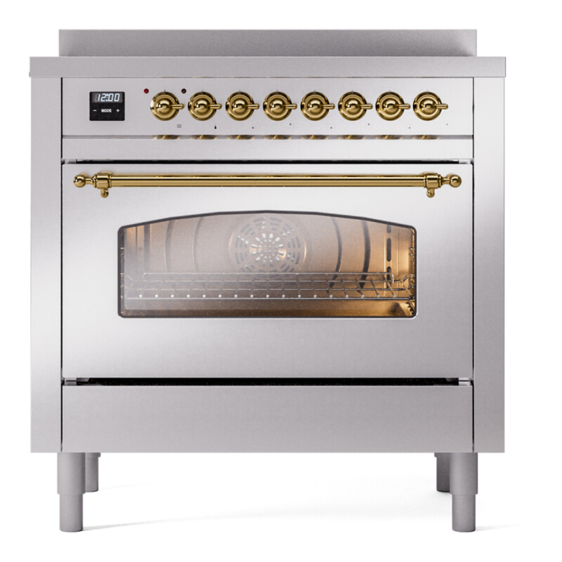 Nostalgie II 36 UPI366NMPSSG Freestanding Electric Range Range with Induction Single Oven with Triple Glass Door with Brass knobs UPI366NMPSSG
