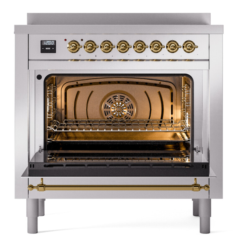 Nostalgie II 36 UPI366NMPSSG Freestanding Electric Range Range with Induction Single Oven with Triple Glass Door with Brass knobs UPI366NMPSSG