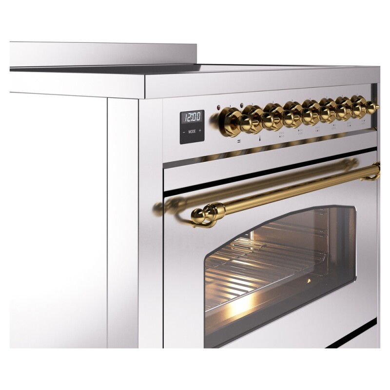 Nostalgie II 36 UPI366NMPSSG Freestanding Electric Range Range with Induction Single Oven with Triple Glass Door with Brass knobs UPI366NMPSSG