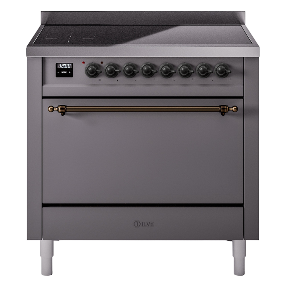 Nostalgie II 36 UPI366QNMPMGB Freestanding Electric Range Range with Induction Single Oven with Solid Door with Bronze knobs UPI366QNMPMGB
