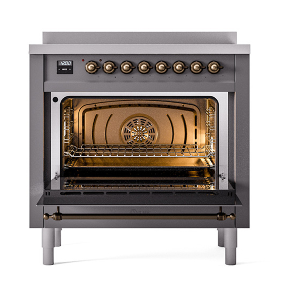 Nostalgie II 36 UPI366QNMPMGB Freestanding Electric Range Range with Induction Single Oven with Solid Door with Bronze knobs UPI366QNMPMGB
