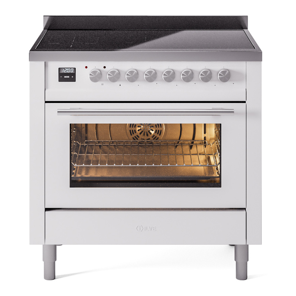 Professional Plus II 36 UPI366WMPWH Freestanding Electric Range Range with Induction Single Oven with Triple Glass Door with Stainless Steel knobs UPI366WMPWH
