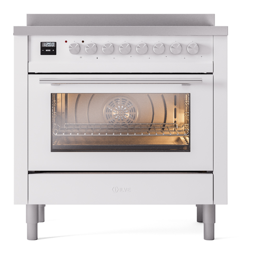 Professional Plus II 36 UPI366WMPWH Freestanding Electric Range Range with Induction Single Oven with Triple Glass Door with Stainless Steel knobs UPI366WMPWH