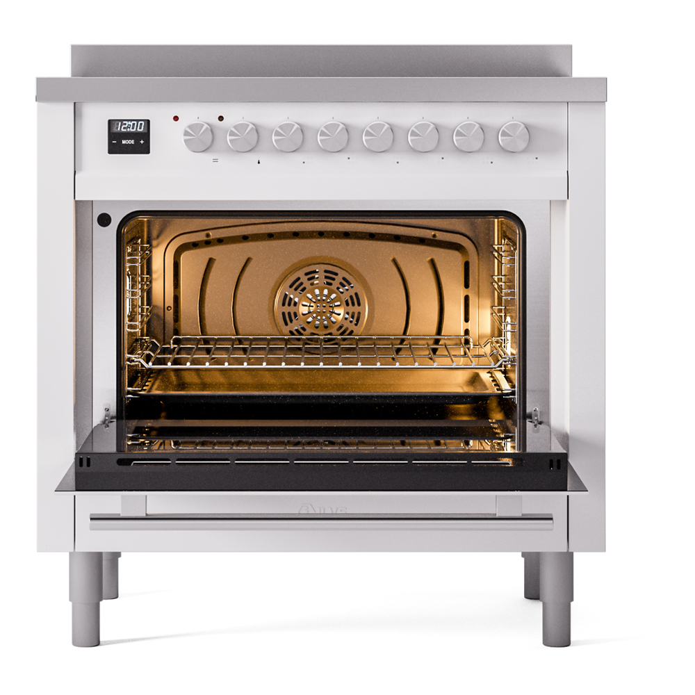 Professional Plus II 36 UPI366WMPWH Freestanding Electric Range Range with Induction Single Oven with Triple Glass Door with Stainless Steel knobs UPI366WMPWH