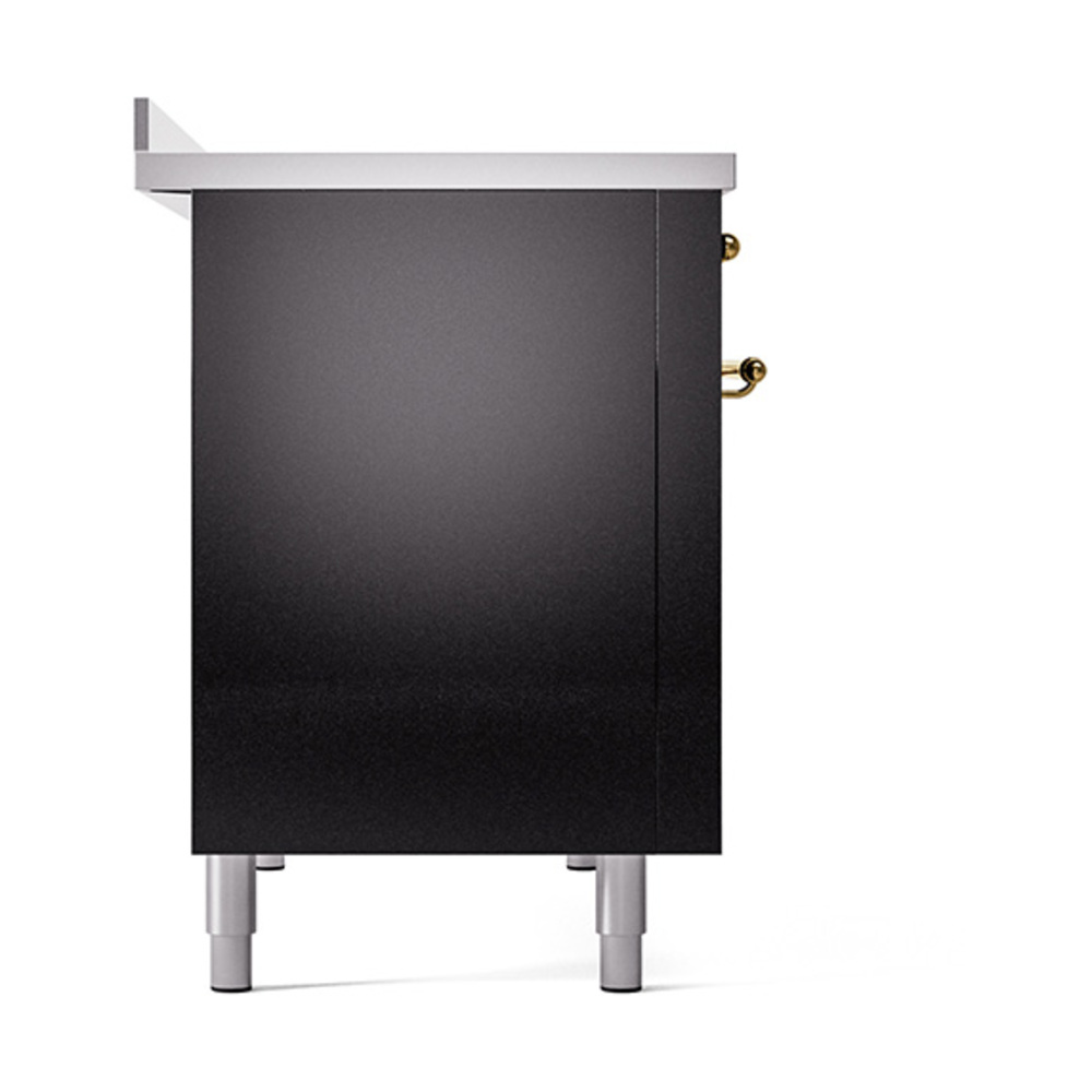 Nostalgie II 48 UPI486NMPBKG Freestanding Electric Range Range with Induction Double Oven with Triple Glass Door with Brass knobs UPI486NMPBKG