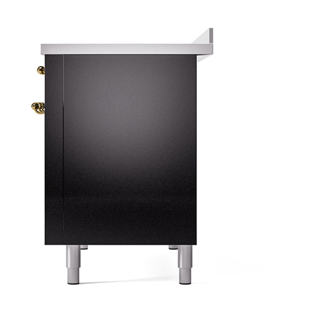 Nostalgie II 48 UPI486NMPBKG Freestanding Electric Range Range with Induction Double Oven with Triple Glass Door with Brass knobs UPI486NMPBKG