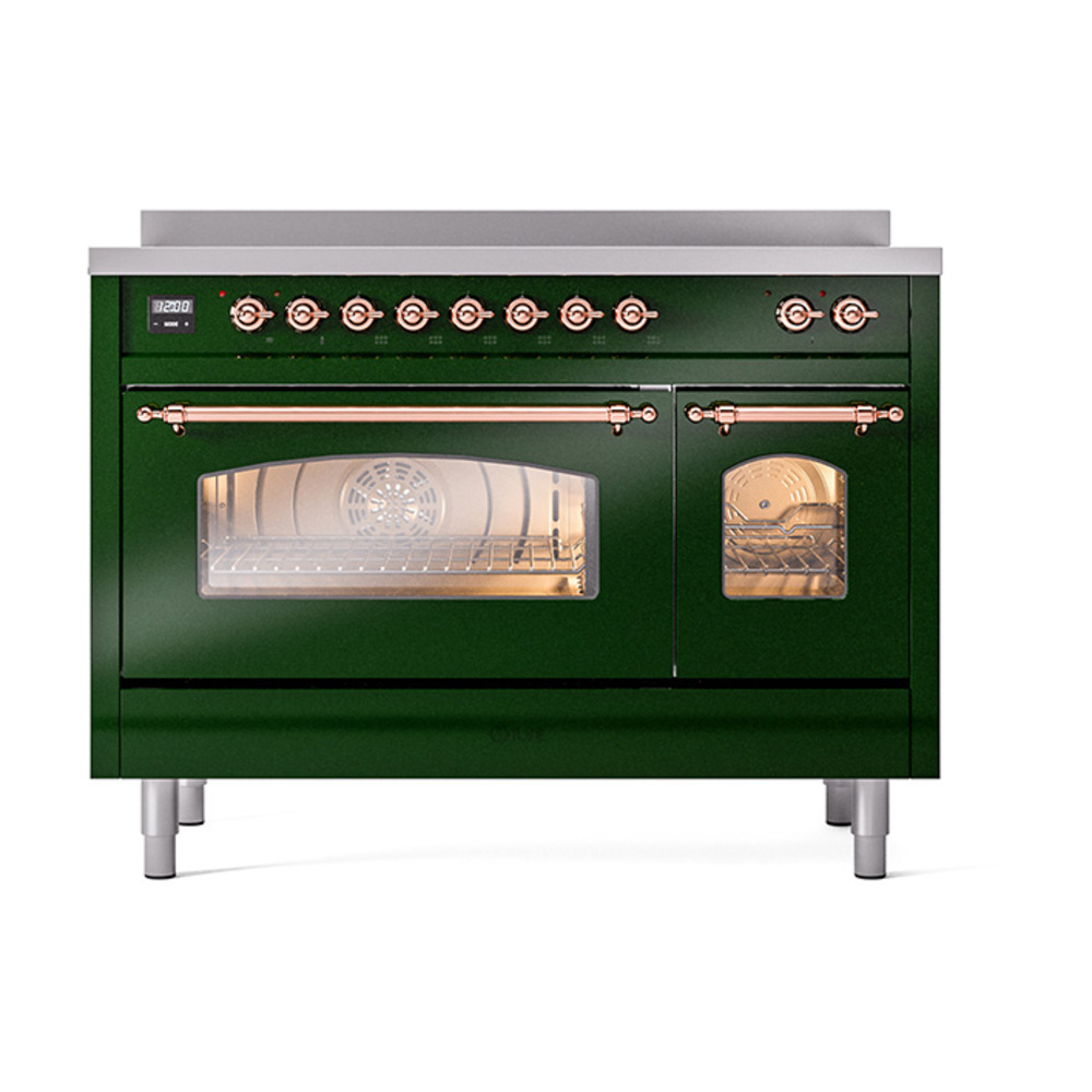 Nostalgie II 48 UPI486NMPEGP Freestanding Electric Range Range with Induction Double Oven with Triple Glass Door with Copper knobs UPI486NMPEGP