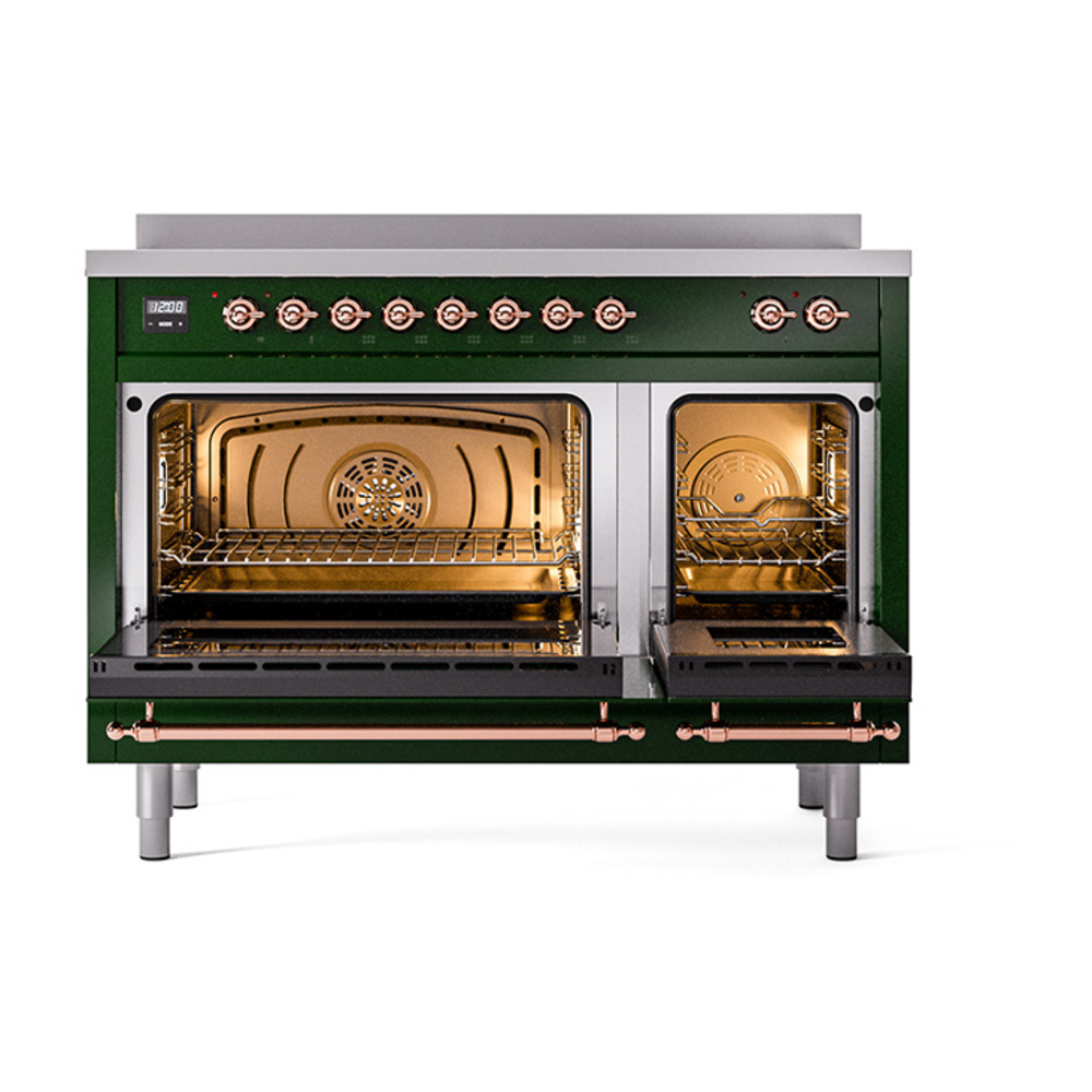 Nostalgie II 48 UPI486NMPEGP Freestanding Electric Range Range with Induction Double Oven with Triple Glass Door with Copper knobs UPI486NMPEGP