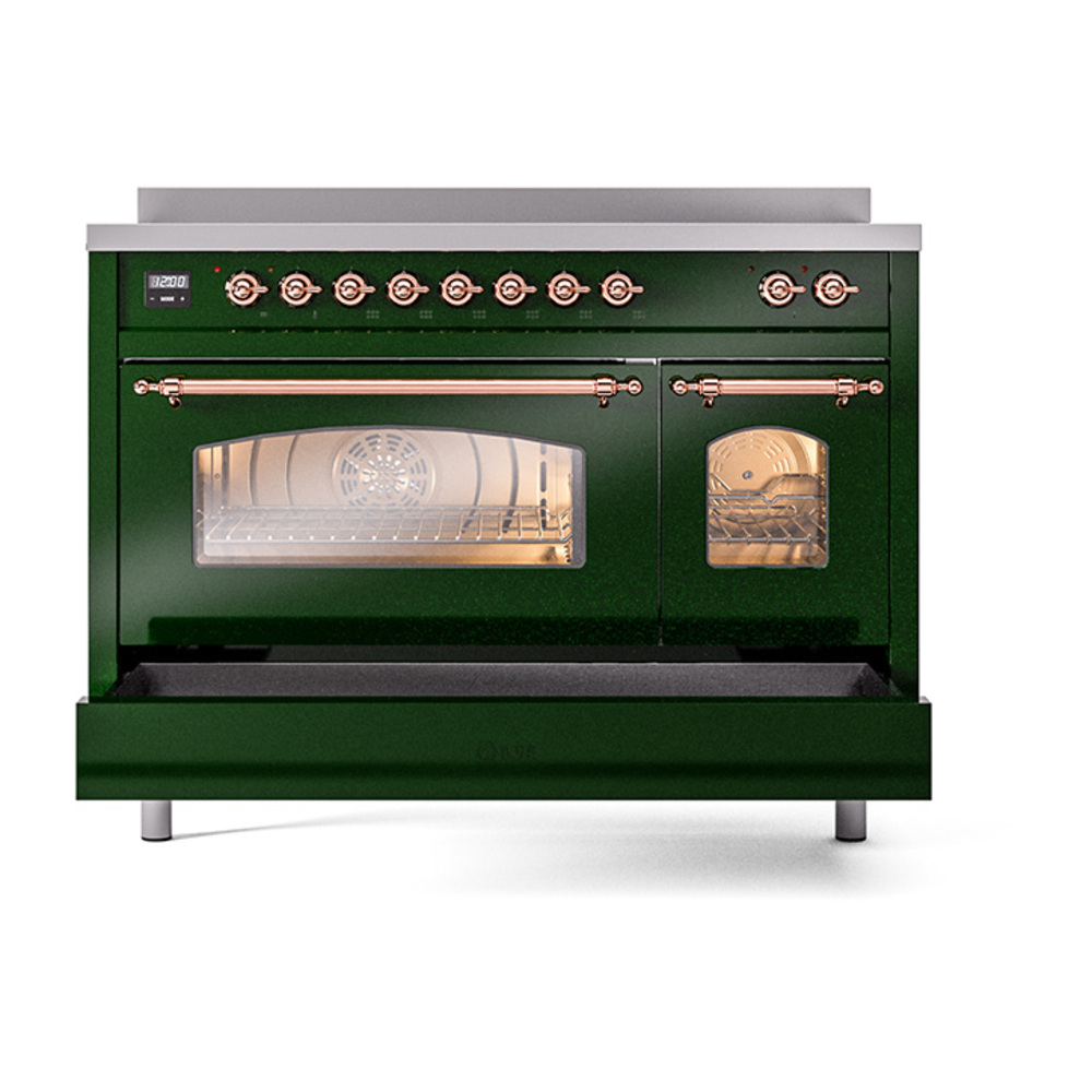 Nostalgie II 48 UPI486NMPEGP Freestanding Electric Range Range with Induction Double Oven with Triple Glass Door with Copper knobs UPI486NMPEGP