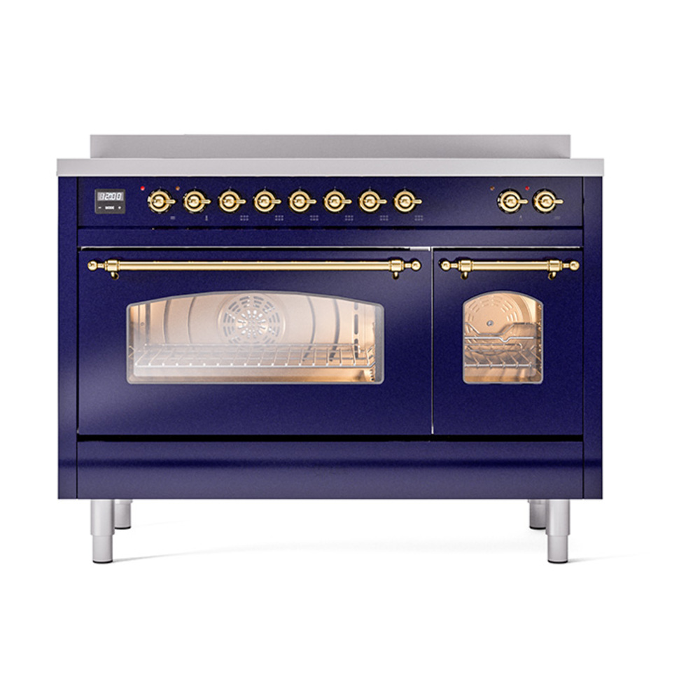 Nostalgie II 48 UPI486NMPMBG Freestanding Electric Range Range with Induction Double Oven with Triple Glass Door with Brass knobs UPI486NMPMBG