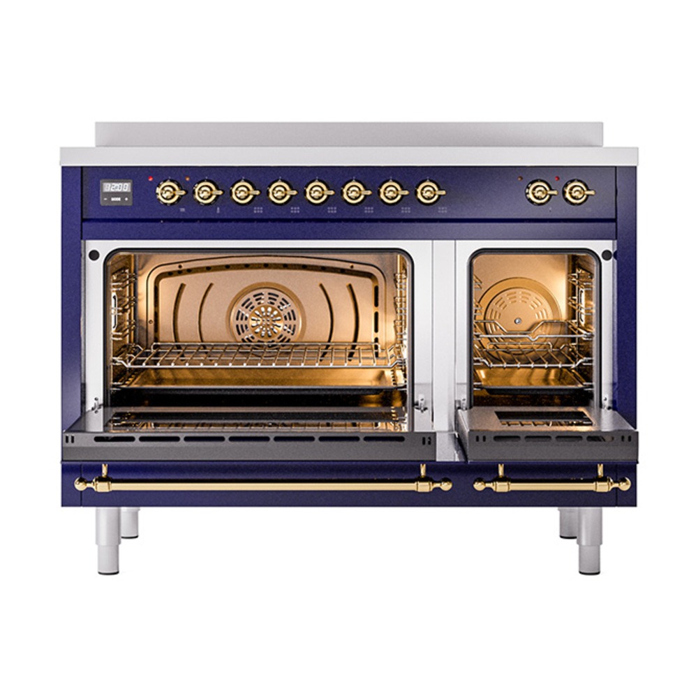 Nostalgie II 48 UPI486NMPMBG Freestanding Electric Range Range with Induction Double Oven with Triple Glass Door with Brass knobs UPI486NMPMBG