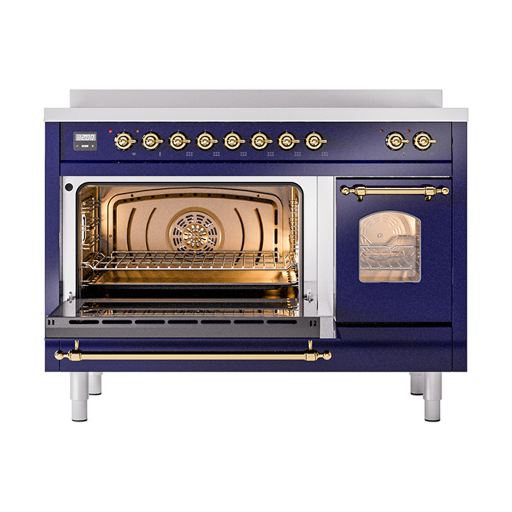 Nostalgie II 48 UPI486NMPMBG Freestanding Electric Range Range with Induction Double Oven with Triple Glass Door with Brass knobs UPI486NMPMBG