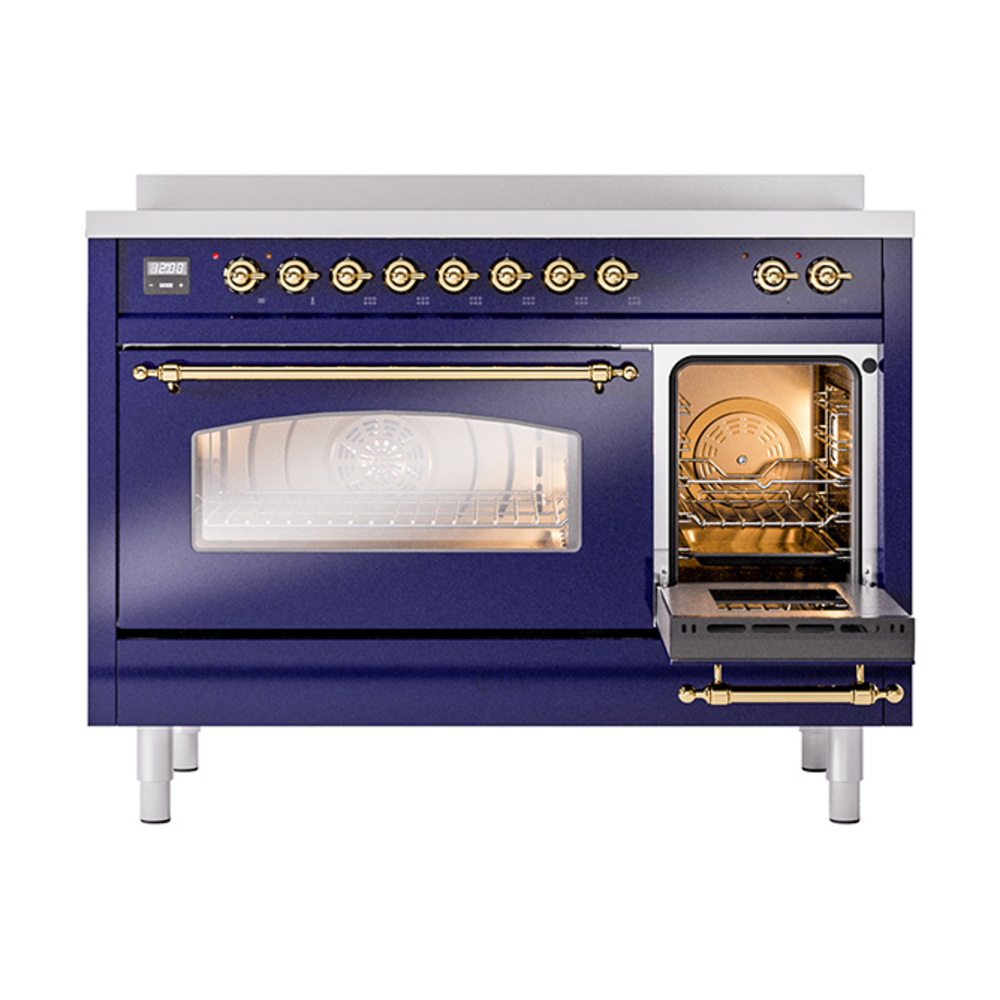 Nostalgie II 48 UPI486NMPMBG Freestanding Electric Range Range with Induction Double Oven with Triple Glass Door with Brass knobs UPI486NMPMBG