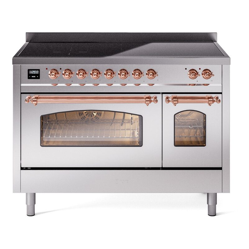 Nostalgie II 48 UPI486NMPSSP Freestanding Electric Range Range with Induction Double Oven with Triple Glass Door with Copper knobs UPI486NMPSSP