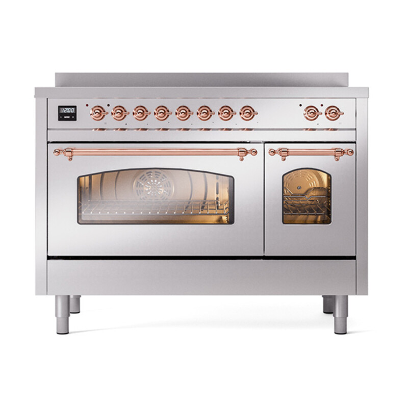 Nostalgie II 48 UPI486NMPSSP Freestanding Electric Range Range with Induction Double Oven with Triple Glass Door with Copper knobs UPI486NMPSSP