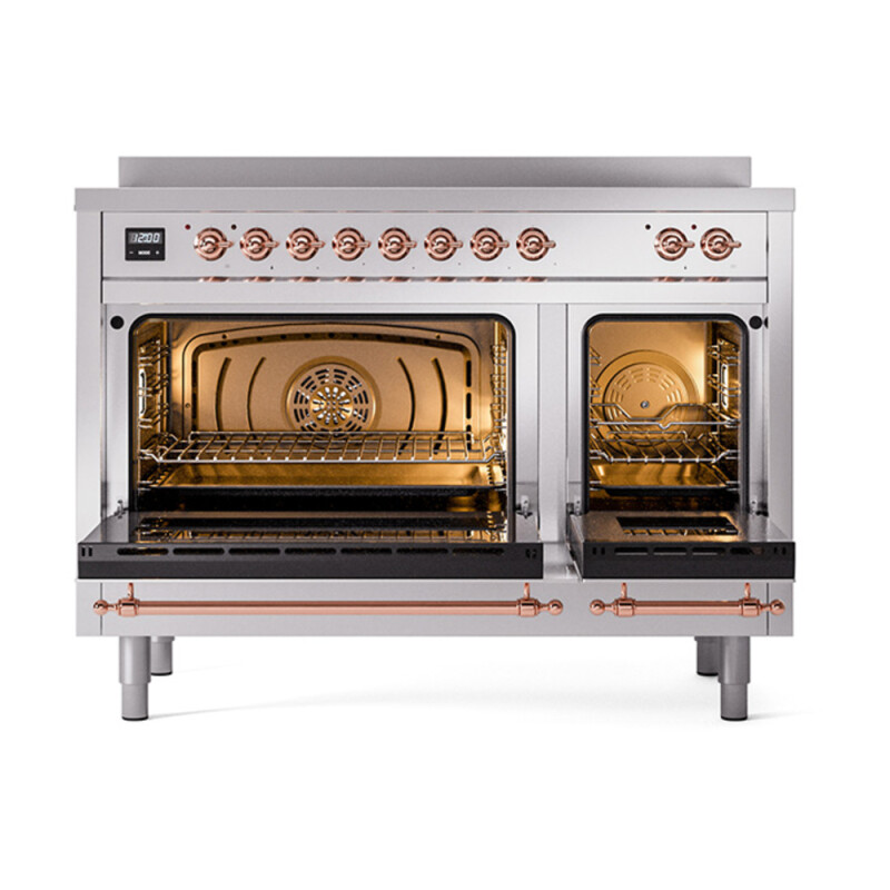 Nostalgie II 48 UPI486NMPSSP Freestanding Electric Range Range with Induction Double Oven with Triple Glass Door with Copper knobs UPI486NMPSSP