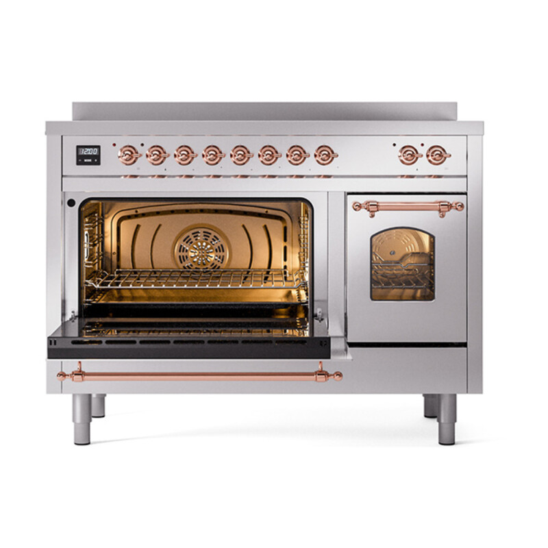 Nostalgie II 48 UPI486NMPSSP Freestanding Electric Range Range with Induction Double Oven with Triple Glass Door with Copper knobs UPI486NMPSSP