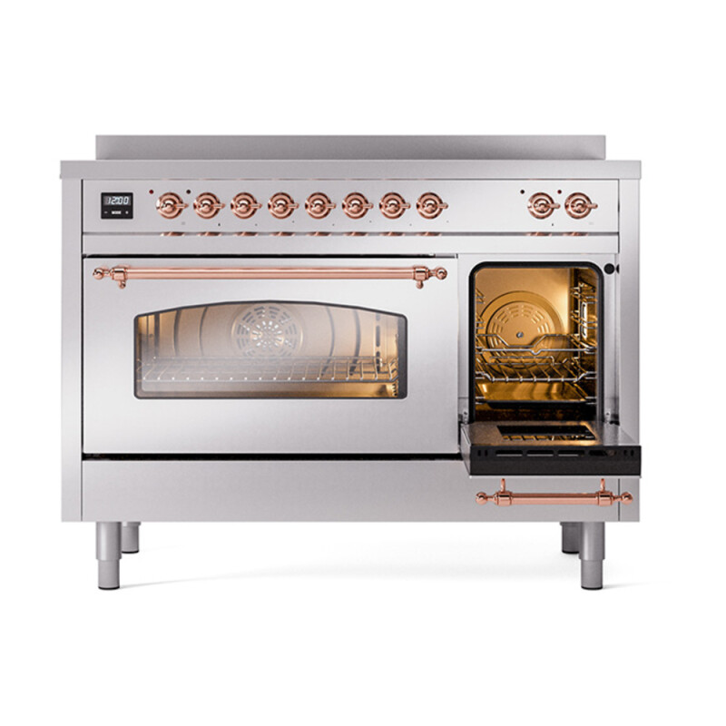 Nostalgie II 48 UPI486NMPSSP Freestanding Electric Range Range with Induction Double Oven with Triple Glass Door with Copper knobs UPI486NMPSSP