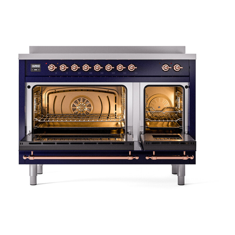 Nostalgie II 48 UPI486QNMPMBP Freestanding Electric Range Range with Induction Double Oven with Solid Door with Copper knobs UPI486QNMPMBP