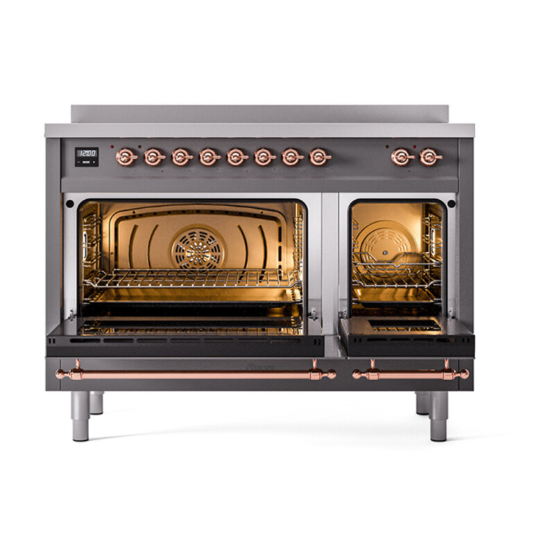 Nostalgie II 48 UPI486QNMPMGP Freestanding Electric Range Range with Induction Double Oven with Solid Door with Copper knobs UPI486QNMPMGP