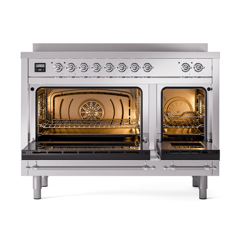 Nostalgie II 48 UPI486QNMPRAC Freestanding Electric Range Range with Induction Double Oven with Solid Door with Chrome knobs UPI486QNMPRAC
