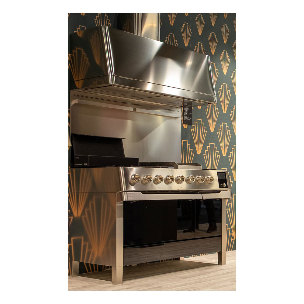 Panoramagic 48 UPM12FDS3SS Freestanding Dual Fuel Range with 8 Sealed Burners with Griddle Double Oven with Triple Glass Door with Satin knobs UPM12FDS3SS
