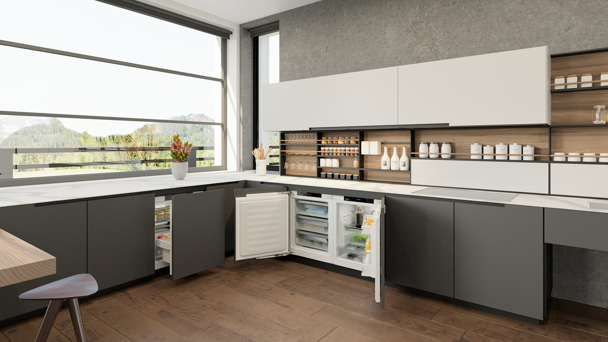 Refrigerator suitable for undercounter installation, Pull-out Hinged URP3653