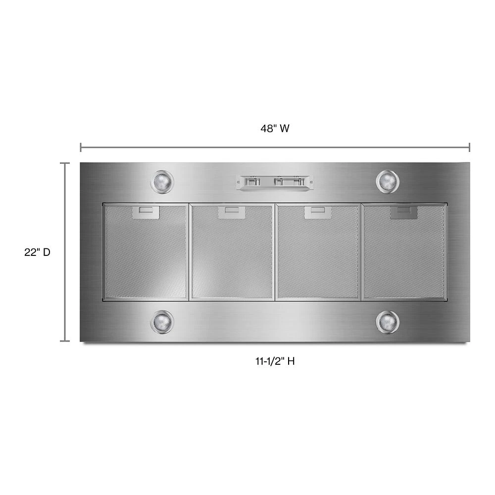 48" 585 or 1170 CFM Motor Class Custom Hood Liner UVL6048JSS