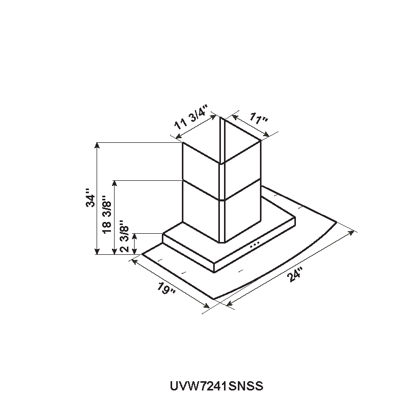 24" Chimney Vent with Tempered Glass UVW7241SNSS