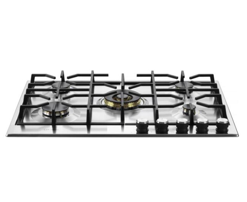 30 inch Italian-Made Gas Cooktop with 5 Brass Burners and Continuous Cast Iron Grates view 2