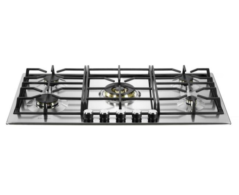 36 inch Italian-Made Gas Cooktop with 5 Brass Burners and Continuous Cast Iron Grates view 2