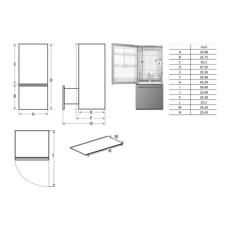 30 inch Freestanding Bottom Freezer Refrigerator with 17.6 cu. ft. Total Capacity, Automatic Ice Maker, Recessed Handle VEFBF3017RISL