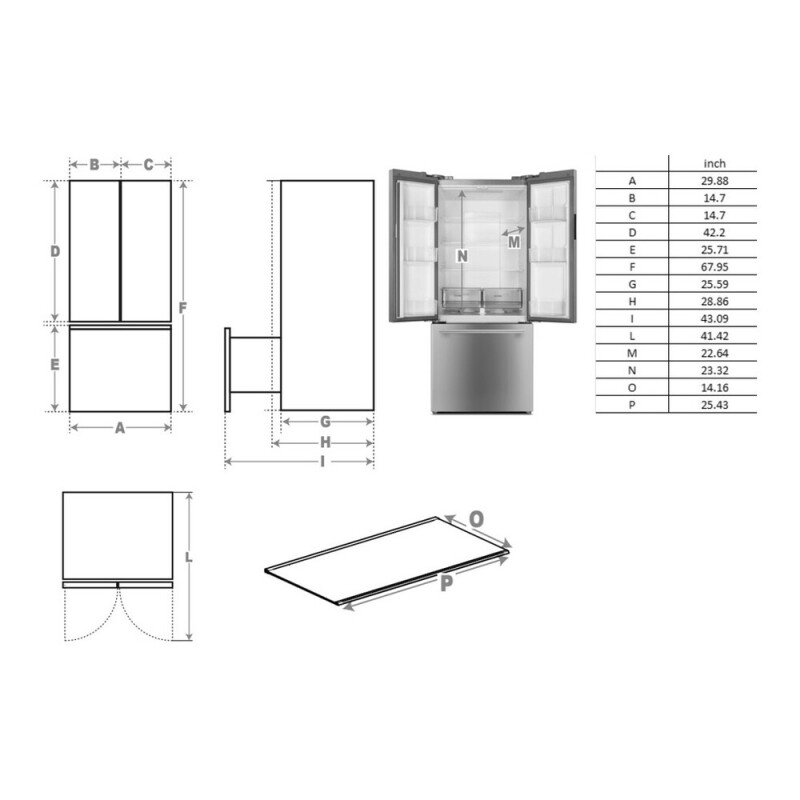 30 inch Freestanding French Door Refrigerator with 18.2 cu. ft. Capacity, Automatic Ice Maker, Recessed Handle VEFFD3018RISL