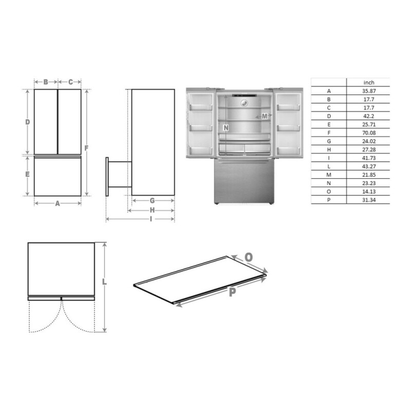 36 inch Freestanding French Door Refrigerator with 20.3 cu. ft. Capacity, Automatic Ice Maker, Recessed Handle VEFFD3620RISL