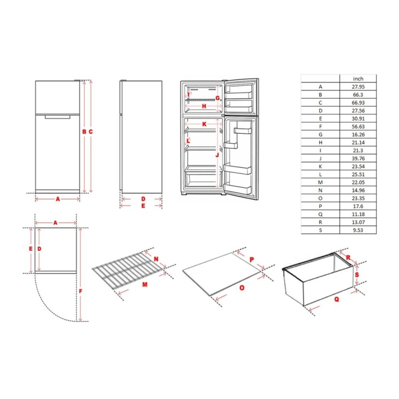 28 inch Top Freezer Refrigerator with 17.6 cu. ft. Total Capacity, Reversible Doors, Recessed Handle, Energy Star VEFTF2817RWH
