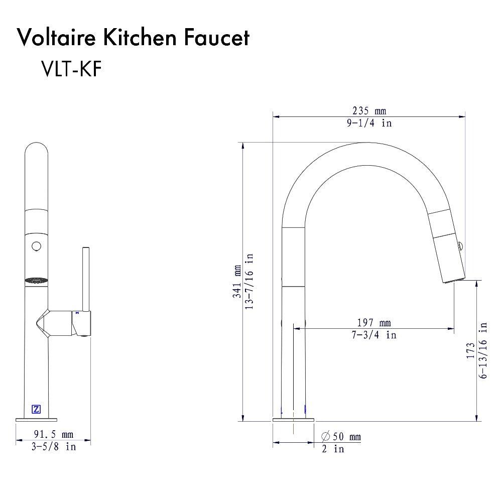 Voltaire Pull Down Single Handle Kitchen Faucet In Chrome VLTKFCH