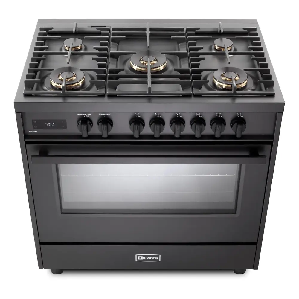36 inch Ultima Midnight Collection Freestanding Dual Fuel Range with 5 Sealed SABAF Brass Burners, 5 cu. ft. Oven Capacity VMFSGE365EE
