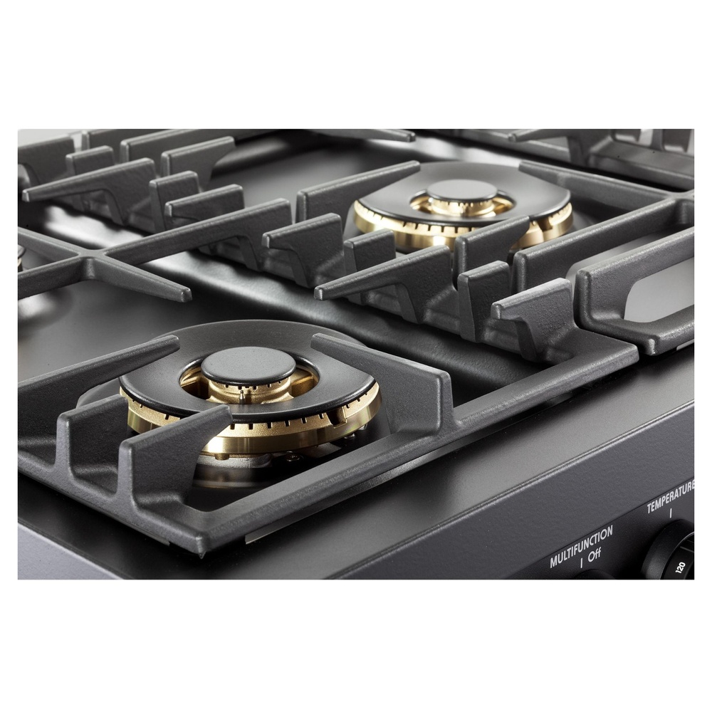 36 inch Ultima Midnight Collection Freestanding Dual Fuel Range with 5 Sealed SABAF Brass Burners, 5 cu. ft. Oven Capacity VMFSGE365EE