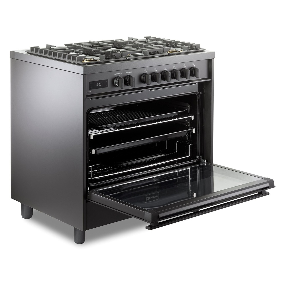 36 inch Ultima Midnight Collection Freestanding Dual Fuel Range with 5 Sealed SABAF Brass Burners, 5 cu. ft. Oven Capacity VMFSGE365EE