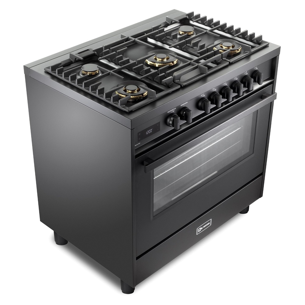 36 inch Ultima Midnight Collection Freestanding Dual Fuel Range with 5 Sealed SABAF Brass Burners, 5 cu. ft. Oven Capacity VMFSGE365EE