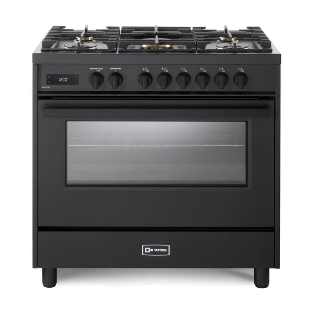 36 inch Ultima Midnight Collection Freestanding Dual Fuel Range with 5 Sealed SABAF Brass Burners, 5 cu. ft. Oven Capacity VMFSGE365EE