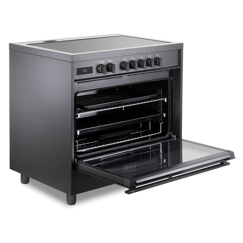 36 inch Ultima Midnight Collection Freestanding Induction Range with 5 Elements, 5 cu. ft. Oven Capacity, Touch Control Clock VMFSIE365EE