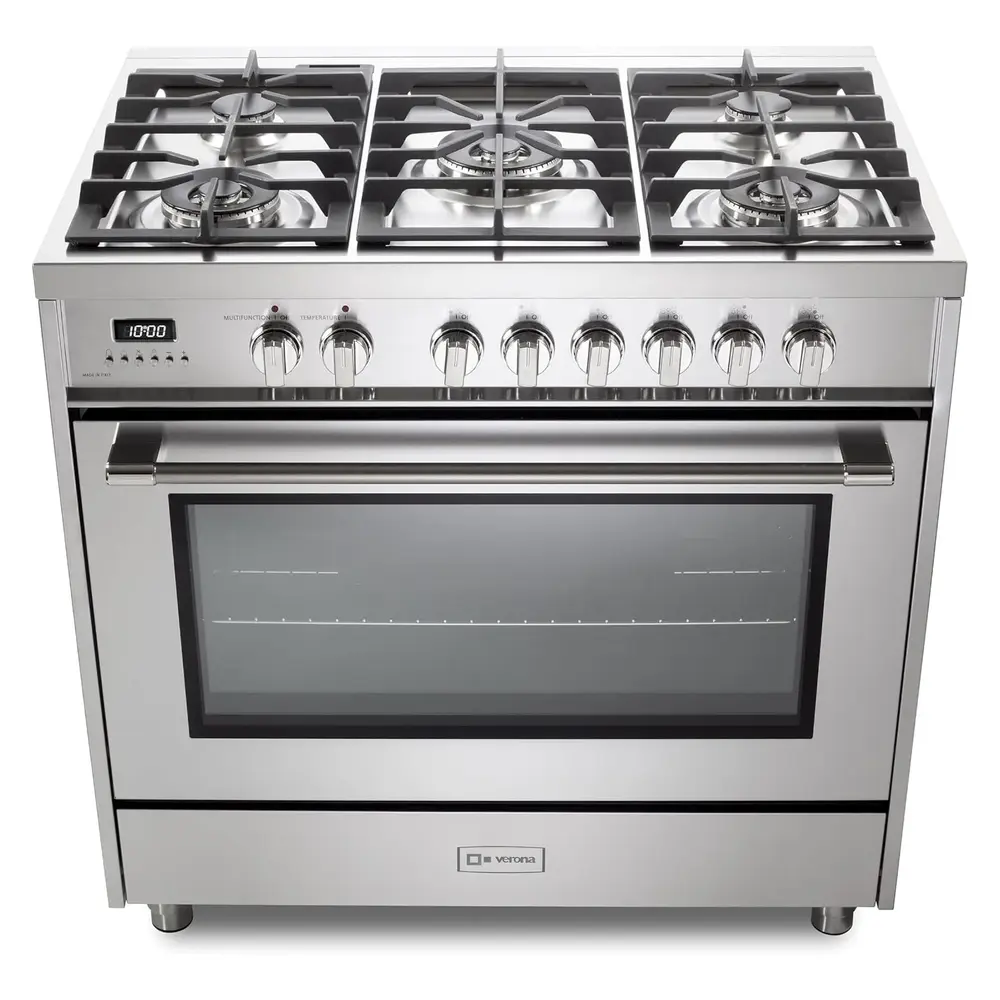 36 inch Prima Series Freestanding Dual Fuel Range with 5 Sealed SABAF Burners, 5 cu. ft. Oven Capacity, Touch Control Clock VPRFSGE365SS