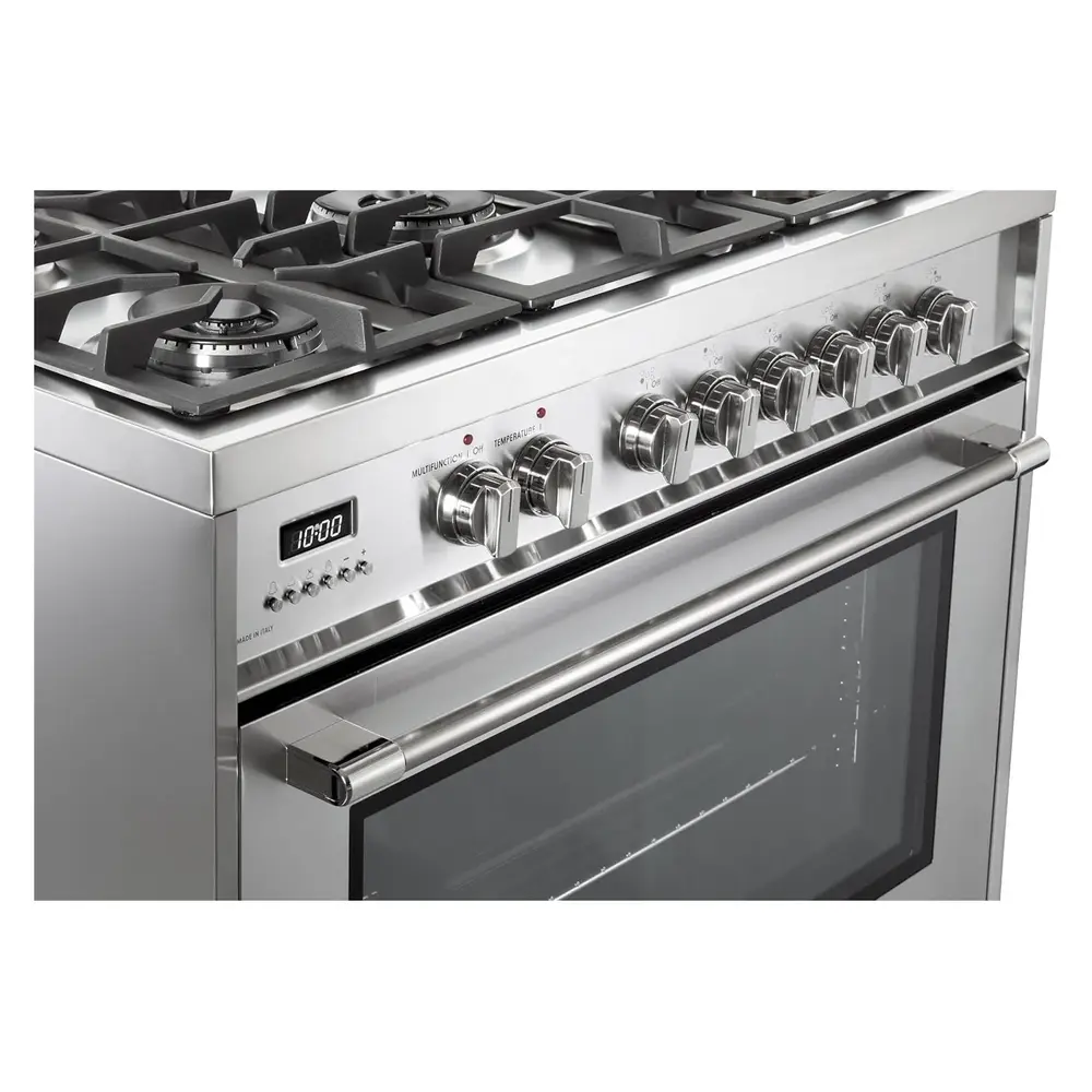 36 inch Prima Series Freestanding Dual Fuel Range with 5 Sealed SABAF Burners, 5 cu. ft. Oven Capacity, Touch Control Clock VPRFSGE365SS