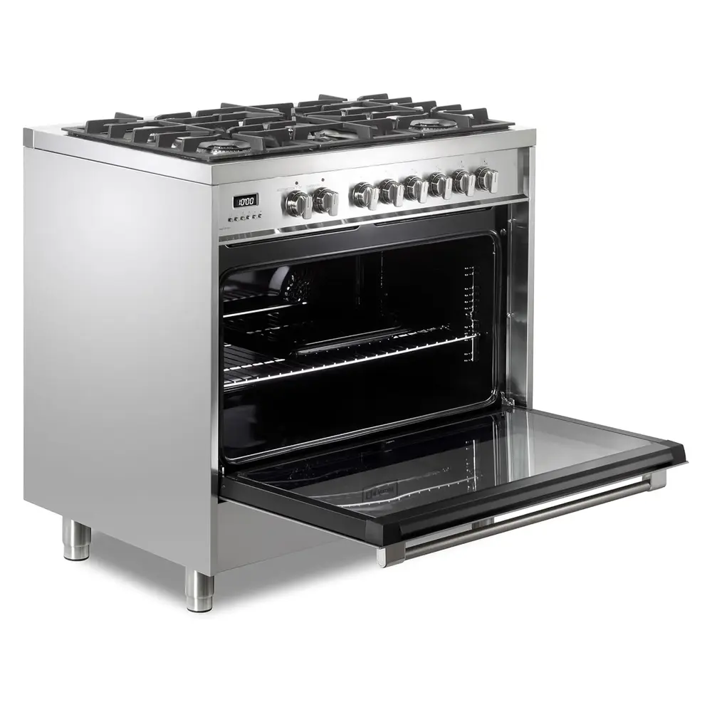 36 inch Prima Series Freestanding Dual Fuel Range with 5 Sealed SABAF Burners, 5 cu. ft. Oven Capacity, Touch Control Clock VPRFSGE365SS