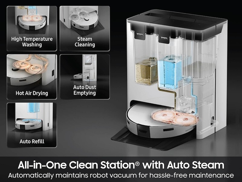 Bespoke Jet Bot Combo Robot Vacuum and Mop with All-in-One Clean Station with Auto Steam VR7MD96514G