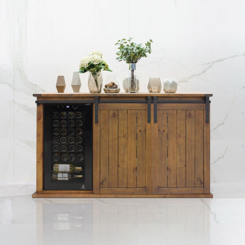 Rustic Wood Wine Cellar Credenza VTRUSTICRED3D