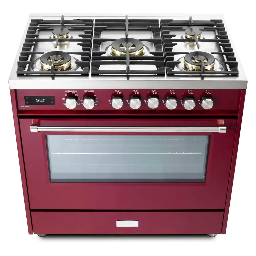 36 inch Ultima Collection Freestanding Dual Fuel Range with 5 Sealed SABAF Brass Burners, 5 cu. ft. Oven Capacity VUFSGE365BU